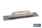 EXTRA-LONG MICRO-CONCRETE TROWEL | SIZE: 500 X 120 X 0.4MM | STAINLESS STEEL | WOODEN HANDLE