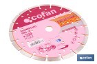 Disco de corte segmentado ventilado | Para ladrillo y hormigón | Corte en seco | Disponible en diferentes medidas - Cofan