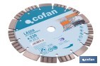 Disco de diamante de alto rendimiento Ø230 mm | Corte en seco en hormigón, asfalto, granito | Espesor de 3 mm y segmento de 15 mm - Cofan