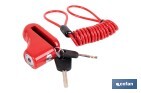 Candado de freno de disco | Cable rojo de 1 metro | Ideal para bicicleta, moto o patinete | Incluye 2 llaves tubulares | Cuerpo de aleación | Medidas: 7,5 x 2,5 x 5,8 cm - Cofan