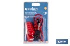 Candado de freno de disco | Cable rojo de 1 metro | Ideal para bicicleta, moto o patinete | Incluye 2 llaves tubulares | Cuerpo de aleación | Medidas: 7,5 x 2,5 x 5,8 cm - Cofan