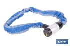 CANDADO DE CADENA DE ACERO CEMENTADO | CADENA DE Ø6 MM Y LONGITUD DE 90 CM | FUNDA DE NYLON AZUL | INCLUYE 2 LLAVES DE SEGURIDAD