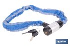 Candado de cadena de acero cementado | Cadena de Ø6 mm y longitud de 90 cm | Funda de nylon azul | Incluye 2 llaves de seguridad - Cofan