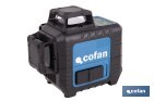 Nivel láser autonivelante de líneas cruzadas 3 x 360° | Modo automático y manual | Alta precisión | Incluye base magnética y maletín - Cofan