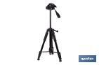 Universal telescopic tripod | 3 extensible legs | Adjustable height from 49cm to 149cm | Material: ABS + aluminium | Carrying bag included - Cofan