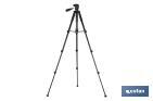 Universal telescopic tripod | 3 extensible legs | Adjustable height from 49cm to 149cm | Material: ABS + aluminium | Carrying bag included - Cofan