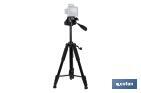 Universal telescopic tripod | 3 extensible legs | Adjustable height from 49cm to 149cm | Material: ABS + aluminium | Carrying bag included - Cofan