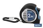 MÈTRE RUBAN 2 M X 16 MM | CARCASSE EN ABS | RUBAN AVEC REVÊTEMENT ANTICORROSION | CALIBRAGE SUR LES BORDS | IL INCLUT UN MOUSQUETON