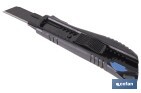 Cúter profesional de ABS | Con recubrimiento antideslizante TPR | Hoja negra ultra afilada SK2 | Bloqueo automático | Disponible en 3 medidas - Cofan
