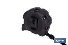 Flexómetro de hoja negra con impresión a doble cara | Carcasa de ABS | Funda antichoque | Botón de bloqueo automático | Disponible con cinta de 3, 5 y 8 metros de longitud - Cofan