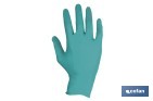 Caja de 100 guantes de nitrilo desechables de color verde, sin polvo, de alta resistencia y protección profesional | Disponible en diferentes tallas - Cofan