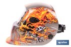 Casco de soldadura automático Fire Skull | Solar, oscurecimiento automático DIN 9-13 | Adecuado para soldadura tipo ARC, MIG, MAG y TIG - Cofan