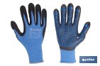 Guantes impregnados de nitrilo con puntos azules | EN 388-4121X | Alta destreza y comodidad | Disponibles desde la talla 6 hasta la 11 - Cofan
