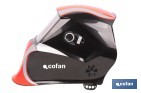 Casco de soldadura automático Red Surfing | Solar, oscurecimiento automático DIN 9-13 | 4 sensores y visor amplio DIN 9-13 | Adecuado para soldadura tipo ARC, MIG, MAG y TIG - Cofan