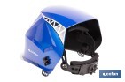 Casco de soldadura automático Blue Flying Shark | Solar, oscurecimiento automático DIN 4-9 / DIN 9-13 | 4 sensores y visor panorámico | Adecuado para soldadura tipo ARC, MIG, MAG y TIG - Cofan