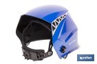 Casco de soldadura automático Blue Flying Shark | Solar, oscurecimiento automático DIN 4-9 / DIN 9-13 | 4 sensores y visor panorámico | Adecuado para soldadura tipo ARC, MIG, MAG y TIG - Cofan