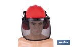 Kit forestal 4 en 1: casco rojo con protección de rostro y oídos. Protección triple certificada. - Cofan