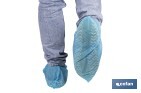 Disposable shoe covers | Slip resistant | Material: polypropylene | Colour: blue | One size fits all | Available in packs of 100 pieces - Cofan
