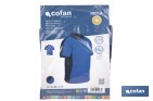 Polo de trabajo modelo Freyja en azul y negro | Cómodo y transpirable con cierre de 3 botones | Materiales: 95 % algodón y 5 % elastano | Disponible desde la talla S hasta la XXXL - Cofan