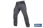 PANTALÓN DE TRABAJO MODELO LOKI EN GRIS | ELÁSTICO, LIGERO CON MÚLTIPLES BOLSILLOS | MATERIALES: 65 % POLIÉSTER, 32 % ALGODÓN | DISPONIBLE EN AMPLIO RANGO DE TALLAS