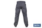 Pantalón de trabajo modelo Loki en gris | Elástico, ligero con múltiples bolsillos | Materiales: 65 % poliéster, 32 % algodón | Disponible en amplio rango de tallas - Cofan