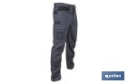 Pantalón de trabajo modelo Loki en gris | Elástico, ligero con múltiples bolsillos | Materiales: 65 % poliéster, 32 % algodón | Disponible en amplio rango de tallas - Cofan
