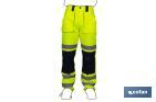 HIGH VISIBILITY TROUSERS | AVAILABLE SIZES FROM S TO XXXL | YELLOW AND NAVY BLUE