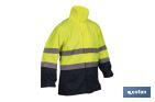 Veste de pluie à haute visibilité avec fermeture éclair | Couleur : Jaune et bleu | Disponible de la taille S à la XXXL - Cofan