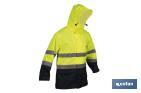 Veste de pluie à haute visibilité avec fermeture éclair | Couleur : Jaune et bleu | Disponible de la taille S à la XXXL - Cofan