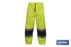 Pantalon de pluie à haute visibilité | Bandes à haute visibilité | Couleur : Jaune et bleu | Disponible de la taille S à la XXXL - Cofan