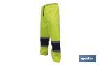 Pantalon de pluie à haute visibilité | Bandes à haute visibilité | Couleur : Jaune et bleu | Disponible de la taille S à la XXXL - Cofan