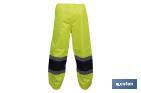Pantalon de pluie à haute visibilité | Bandes à haute visibilité | Couleur : Jaune et bleu | Disponible de la taille S à la XXXL - Cofan