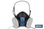 Demi-masque | Pour deux filtres de protection interchangeables | Bandes de fixation | Protection contre les gaz, vapeurs et particules dangereux | Conforme à EN 140:1998 - Cofan