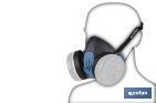 Demi-masque | Pour deux filtres de protection interchangeables | Bandes de fixation | Protection contre les gaz, vapeurs et particules dangereux | Conforme à EN 140:1998 - Cofan