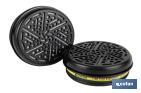 LOT DE 2 FILTRES POUR DEMI-MASQUE | FILTRES TYPE A1B1E1K1 | CARTOUCHE EN POLYÉTHYLÈNE HAUTE DENSITÉ | PROTECTION CONTRE LES GAZ ET VAPEURS ORGANIQUES | CONFORME À EN 14387:2004+A1:2008