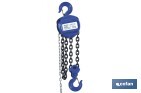 Polipasto de cadena manual | Altura de elevación: 6 m | Color: azul | Gancho resistente | Disponible en varias capacidades de carga - Cofan
