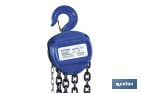 Polipasto de cadena manual | Altura de elevación: 6 m | Color: azul | Gancho resistente | Disponible en varias capacidades de carga - Cofan