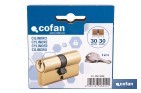 Cilindro de perfil europeo con acabado en latón | Disponible en diferentes medidas - Cofan