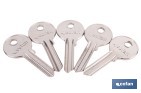 LLAVE EN BRUTO PARA CILINDROS DE PERFIL OVALADO | ESPECIAL CARPINTERÍA DE ALUMINIO | ACERO NIQUELADO