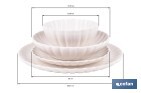 Vajilla de porcelana esmaltada de color blanco con diseño en relieve | Set de 16 piezas | Apta para lavavajillas, microondas y horno - Cofan