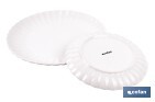 Vajilla de porcelana esmaltada de color blanco con diseño en relieve | Set de 16 piezas | Apta para lavavajillas, microondas y horno - Cofan