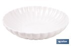 Vajilla de porcelana esmaltada de color blanco con diseño en relieve | Set de 16 piezas | Apta para lavavajillas, microondas y horno - Cofan