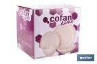Vajilla de porcelana esmaltada en color rosa nude con diseño en relieve | Set de 16 piezas | Apta para lavavajillas, microondas y horno - Cofan