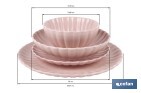 Vajilla de porcelana esmaltada en color rosa nude con diseño en relieve | Set de 16 piezas | Apta para lavavajillas, microondas y horno - Cofan