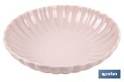 Vajilla de porcelana esmaltada en color rosa nude con diseño en relieve | Set de 16 piezas | Apta para lavavajillas, microondas y horno - Cofan