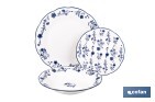VAJILLA DE PORCELANA CON FLORES AZULES | SET DE 18 PIEZAS | ADECUADO PARA 6 PERSONAS | APTA PARA LAVAVAJILLAS, MICROONDAS Y HORNO