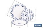 Vajilla de porcelana con flores azules | Set de 18 piezas | Adecuado para 6 personas | Apta para lavavajillas, microondas y horno - Cofan