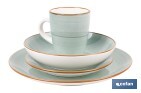 Vajilla de cerámica verde agua pintada a mano | Set de 16 piezas | Apta para lavavajillas, microondas y horno - Cofan