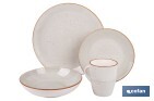 VAJILLA DE CERÁMICA COLOR BEIGE PINTADA A MANO | SET DE 16 PIEZAS | APTA PARA LAVAVAJILLAS, MICROONDAS Y HORNO
