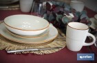 Vajilla de cerámica color beige pintada a mano | Set de 16 piezas | Apta para lavavajillas, microondas y horno - Cofan
